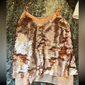 Anthropologie Sequin Rose Gold Tank